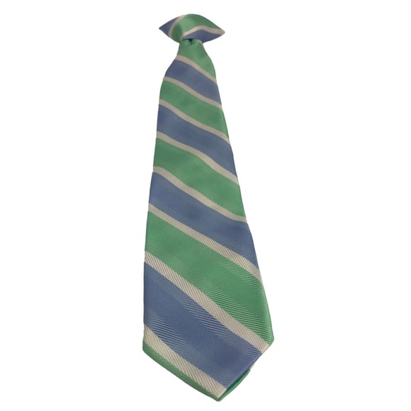 Youth Blue and Green  Clip on Tie - Picture 3 of 6